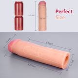 Penis Sleeve Extension, Cock Extender, Realistic Textured, Pleasure Enlager&Enhancer, Body-Safe & Ultra-Soft Stretchy Material, Water-Based Lube Applicative for Men & Couple