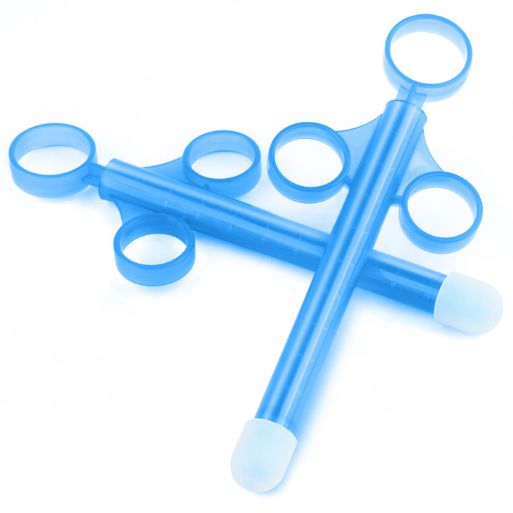 ANGCURE Lubricant Lube Applicator Syringes, Lubricant Tube Shooter with Smooth Rounded Cap for Men, Women & Couples, Reusable, Easy Use & Clean [10ml Scales] (Blue & Blue)